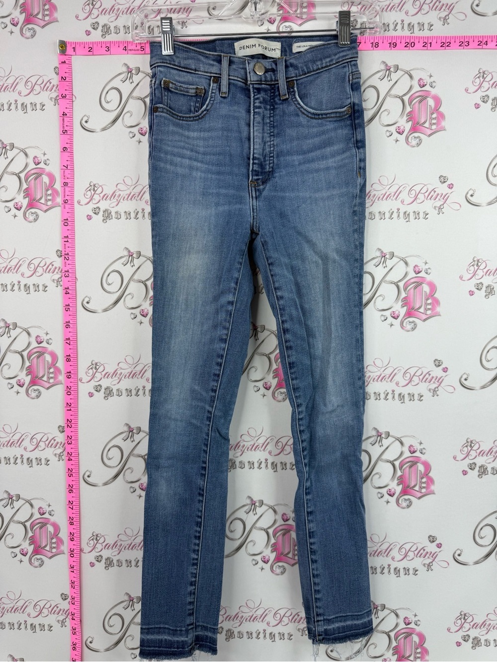 Denim Forum Lola high rise skinny crop Light Blue Stretch Skinny Jeans